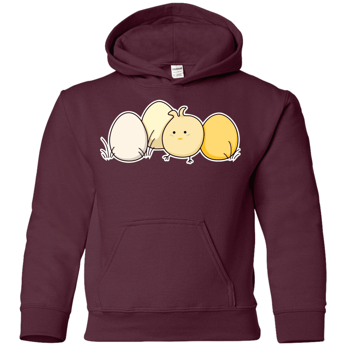 Sweatshirts Maroon / YS Kawaii Easter Chick and Eggs Youth Hoodie