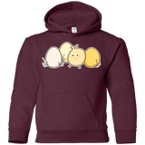 Sweatshirts Maroon / YS Kawaii Easter Chick and Eggs Youth Hoodie