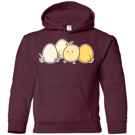 Sweatshirts Maroon / YS Kawaii Easter Chick and Eggs Youth Hoodie