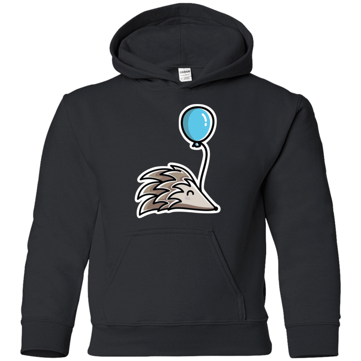 Sweatshirts Black / YS Kawaii Hedgehog with Balloon Youth Hoodie