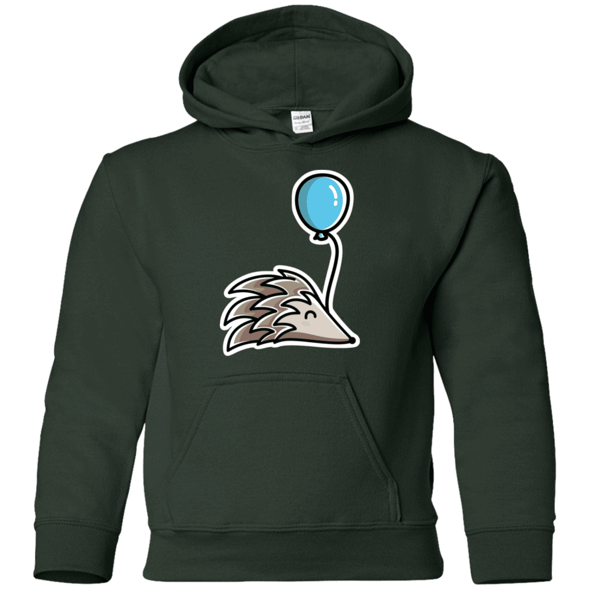 Sweatshirts Forest Green / YS Kawaii Hedgehog with Balloon Youth Hoodie