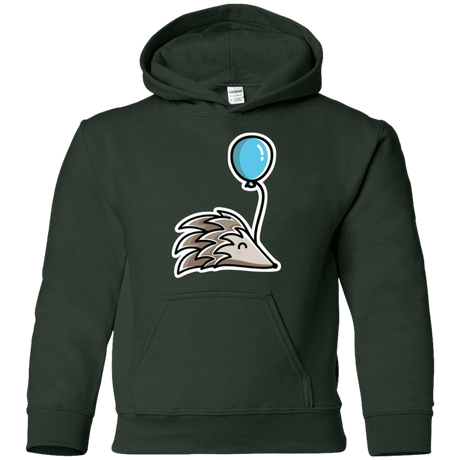 Sweatshirts Forest Green / YS Kawaii Hedgehog with Balloon Youth Hoodie