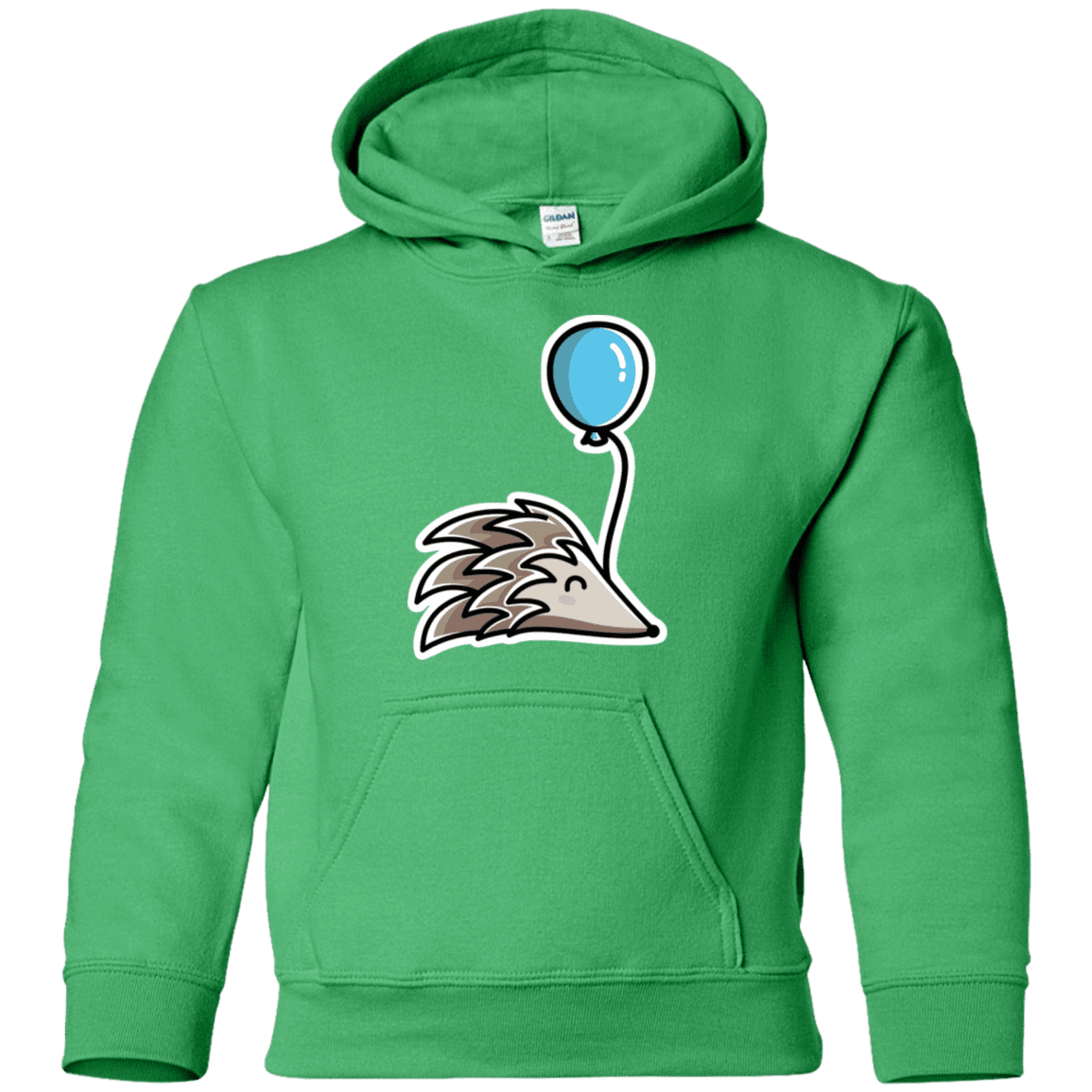 Sweatshirts Irish Green / YS Kawaii Hedgehog with Balloon Youth Hoodie