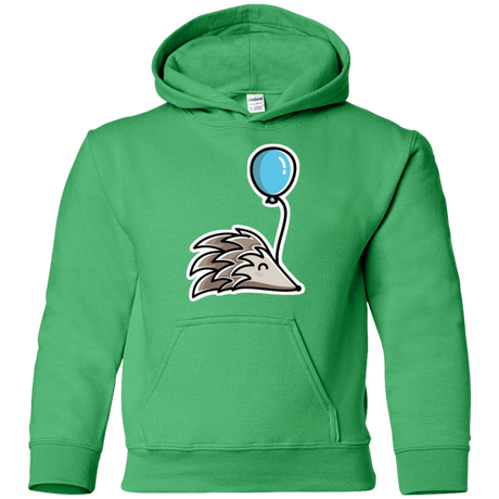 Sweatshirts Irish Green / YS Kawaii Hedgehog with Balloon Youth Hoodie