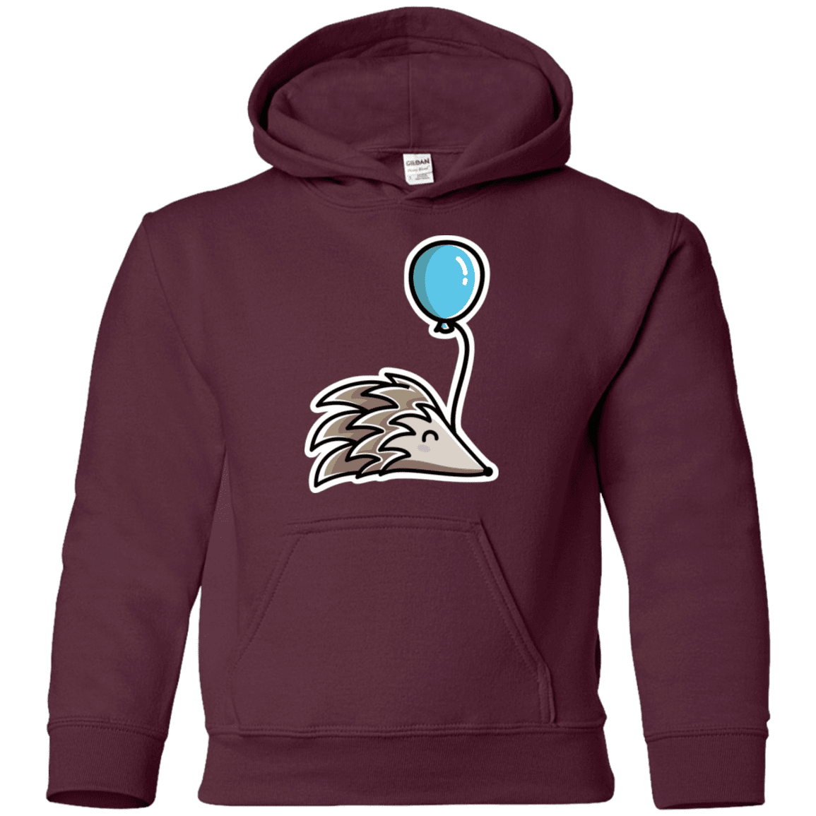 Sweatshirts Maroon / YS Kawaii Hedgehog with Balloon Youth Hoodie