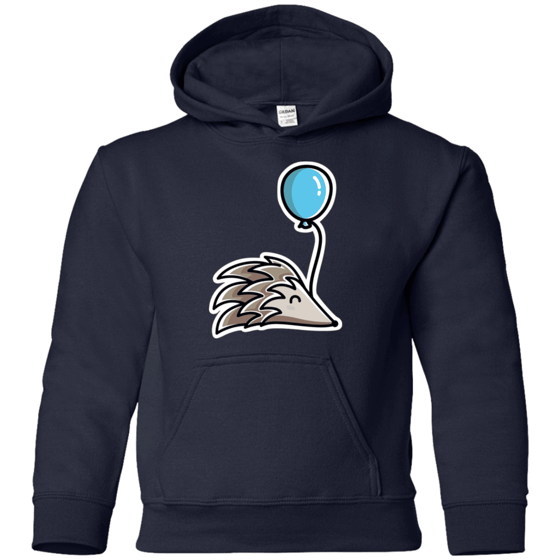 Sweatshirts Navy / YS Kawaii Hedgehog with Balloon Youth Hoodie