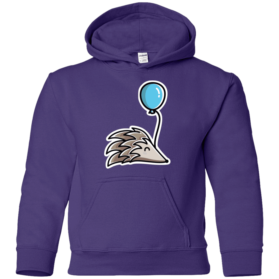 Sweatshirts Purple / YS Kawaii Hedgehog with Balloon Youth Hoodie