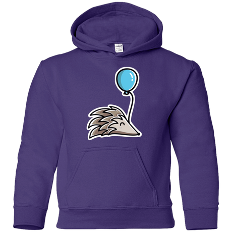 Sweatshirts Purple / YS Kawaii Hedgehog with Balloon Youth Hoodie