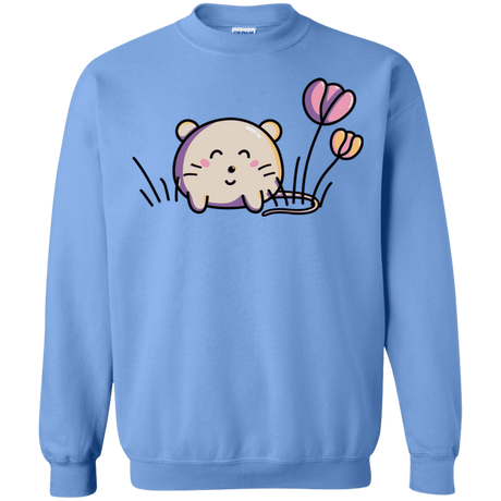 Sweatshirts Carolina Blue / S Kawaii Mouse and Tulips Crewneck Sweatshirt