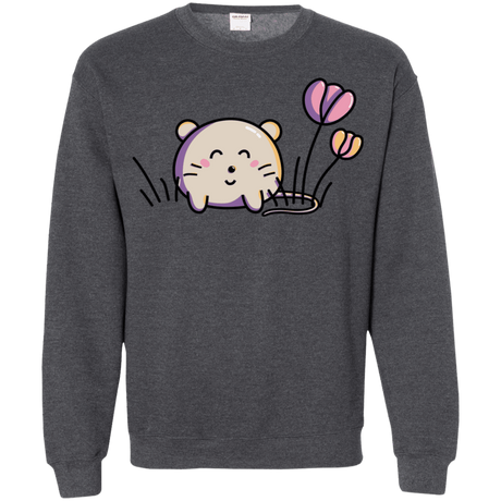 Sweatshirts Dark Heather / S Kawaii Mouse and Tulips Crewneck Sweatshirt