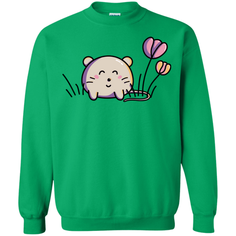 Sweatshirts Irish Green / S Kawaii Mouse and Tulips Crewneck Sweatshirt