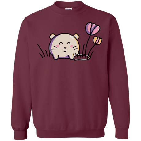 Sweatshirts Maroon / S Kawaii Mouse and Tulips Crewneck Sweatshirt