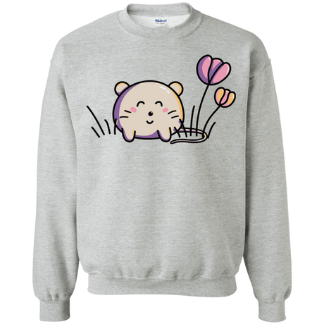 Sweatshirts Sport Grey / S Kawaii Mouse and Tulips Crewneck Sweatshirt