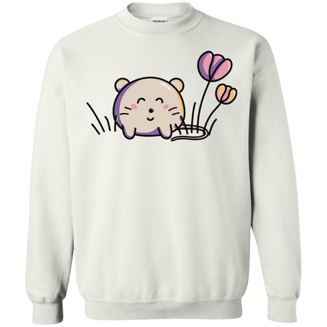 Sweatshirts White / S Kawaii Mouse and Tulips Crewneck Sweatshirt