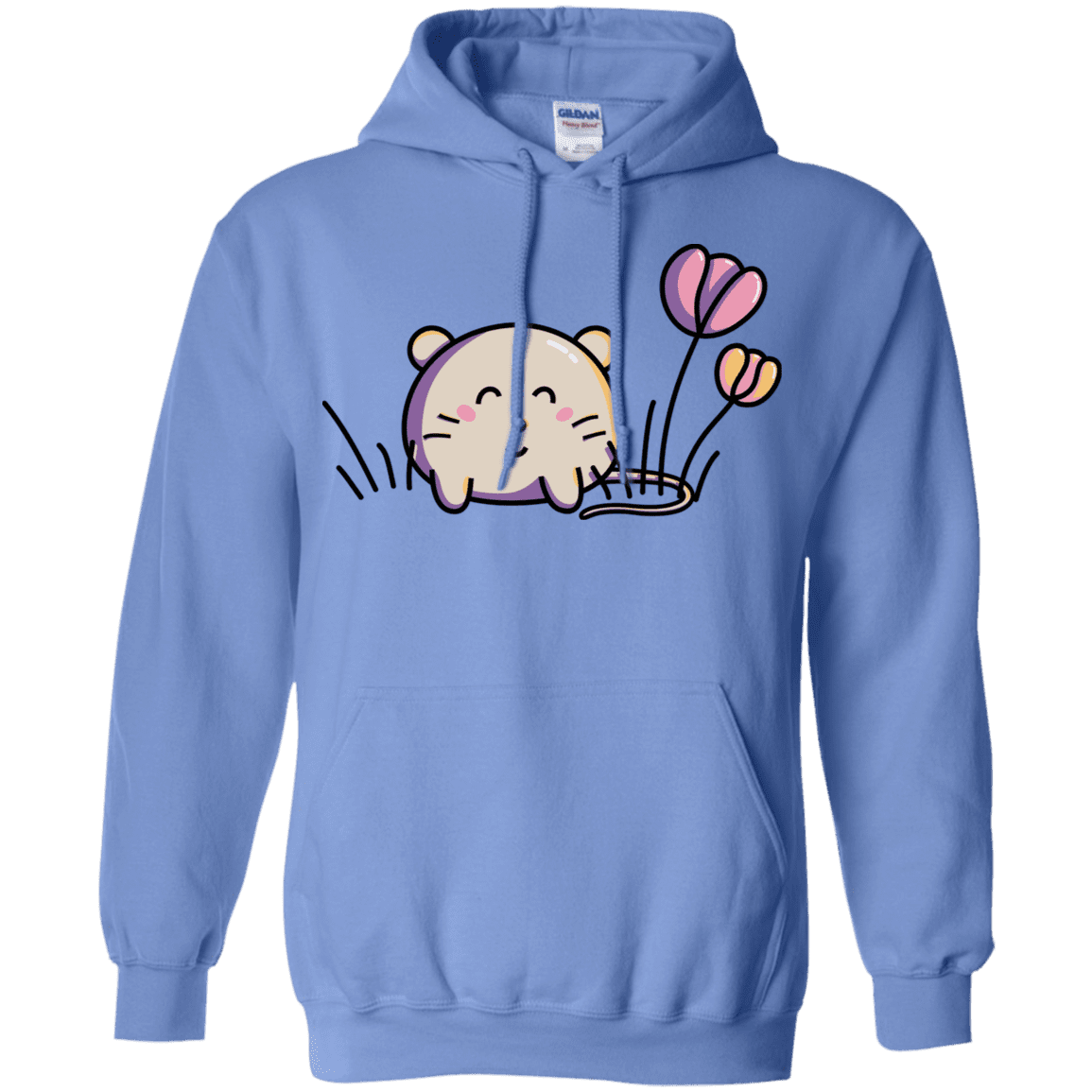 Sweatshirts Carolina Blue / S Kawaii Mouse and Tulips Pullover Hoodie