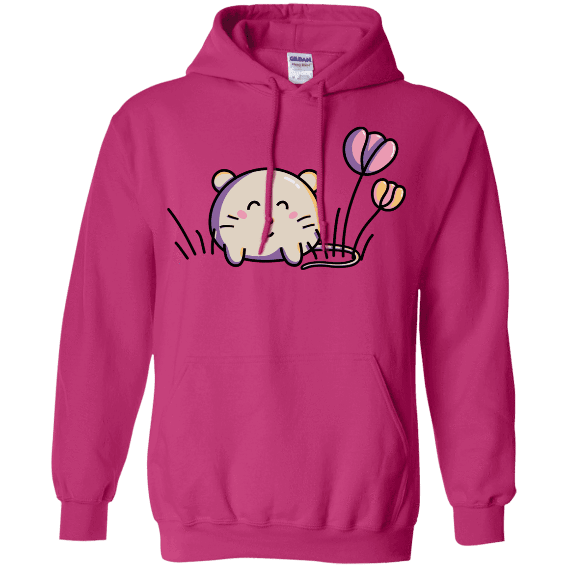 Sweatshirts Heliconia / S Kawaii Mouse and Tulips Pullover Hoodie