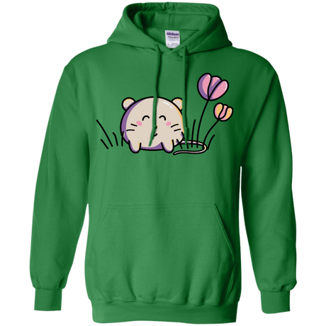 Sweatshirts Irish Green / S Kawaii Mouse and Tulips Pullover Hoodie