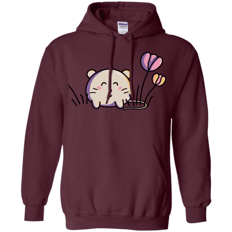 Sweatshirts Maroon / S Kawaii Mouse and Tulips Pullover Hoodie