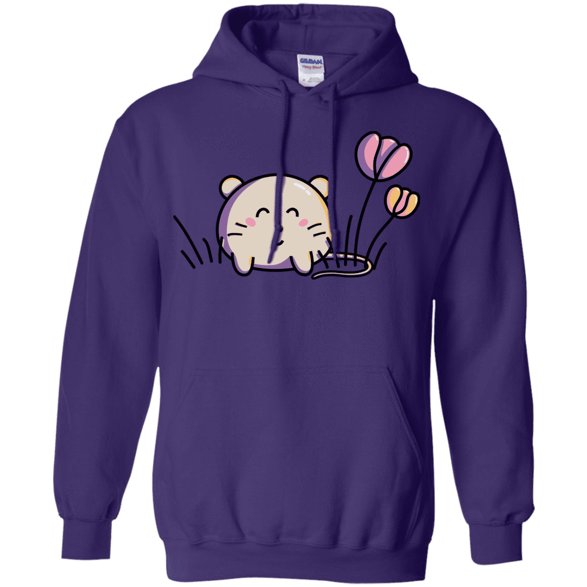 Sweatshirts Purple / S Kawaii Mouse and Tulips Pullover Hoodie