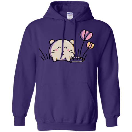 Sweatshirts Purple / S Kawaii Mouse and Tulips Pullover Hoodie