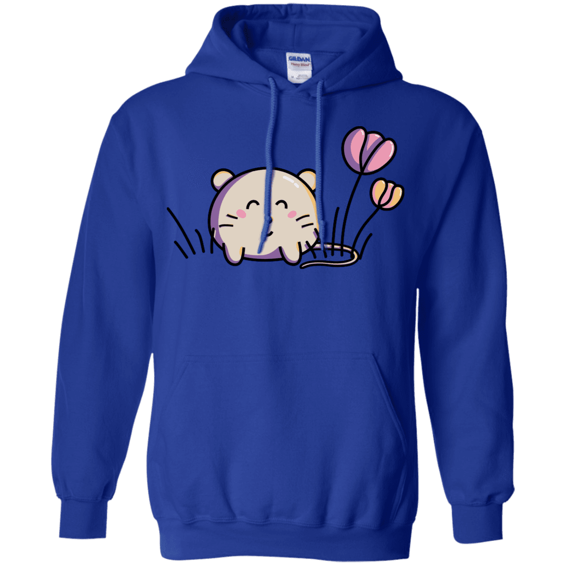 Sweatshirts Royal / S Kawaii Mouse and Tulips Pullover Hoodie