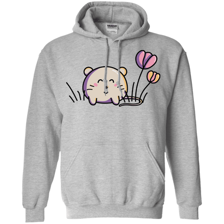 Sweatshirts Sport Grey / S Kawaii Mouse and Tulips Pullover Hoodie