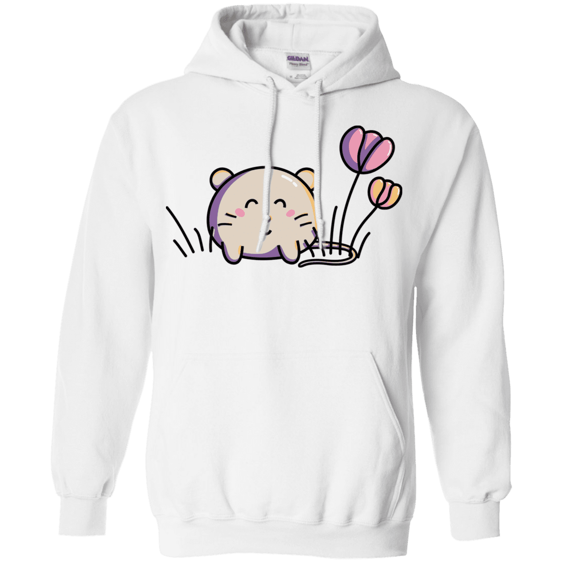 Sweatshirts White / S Kawaii Mouse and Tulips Pullover Hoodie