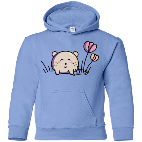 Sweatshirts Carolina Blue / YS Kawaii Mouse and Tulips Youth Hoodie