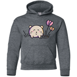 Sweatshirts Dark Heather / YS Kawaii Mouse and Tulips Youth Hoodie