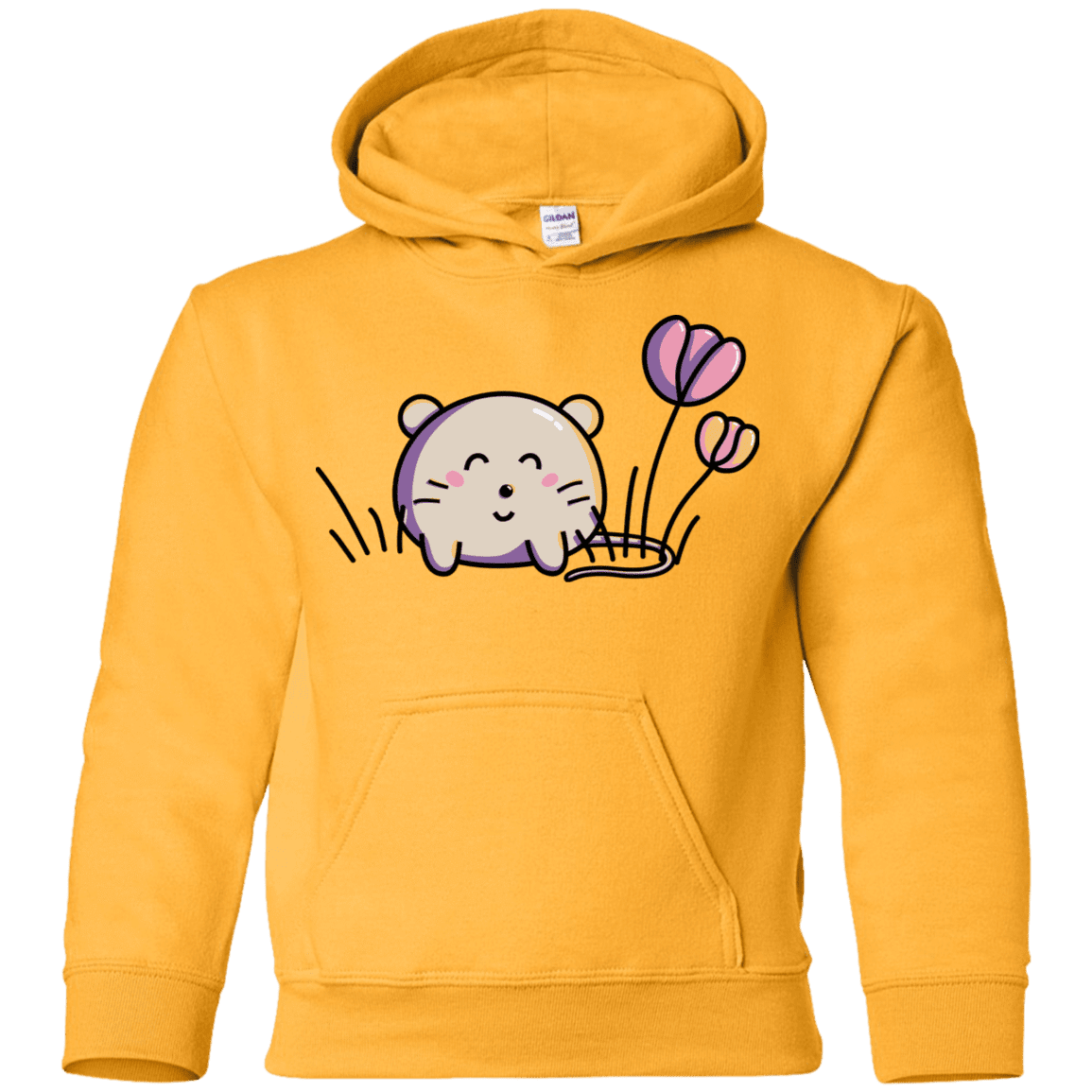 Sweatshirts Gold / YS Kawaii Mouse and Tulips Youth Hoodie