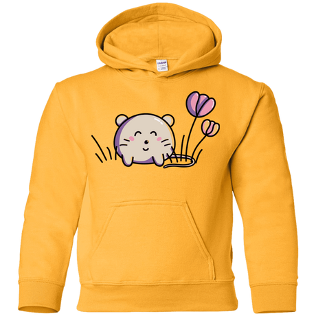 Sweatshirts Gold / YS Kawaii Mouse and Tulips Youth Hoodie