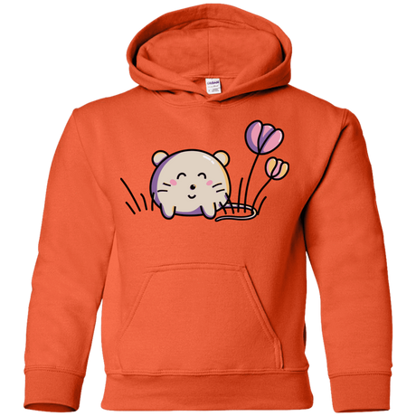 Sweatshirts Orange / YS Kawaii Mouse and Tulips Youth Hoodie