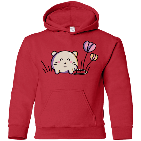 Sweatshirts Red / YS Kawaii Mouse and Tulips Youth Hoodie