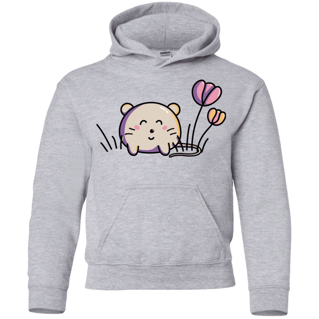 Sweatshirts Sport Grey / YS Kawaii Mouse and Tulips Youth Hoodie