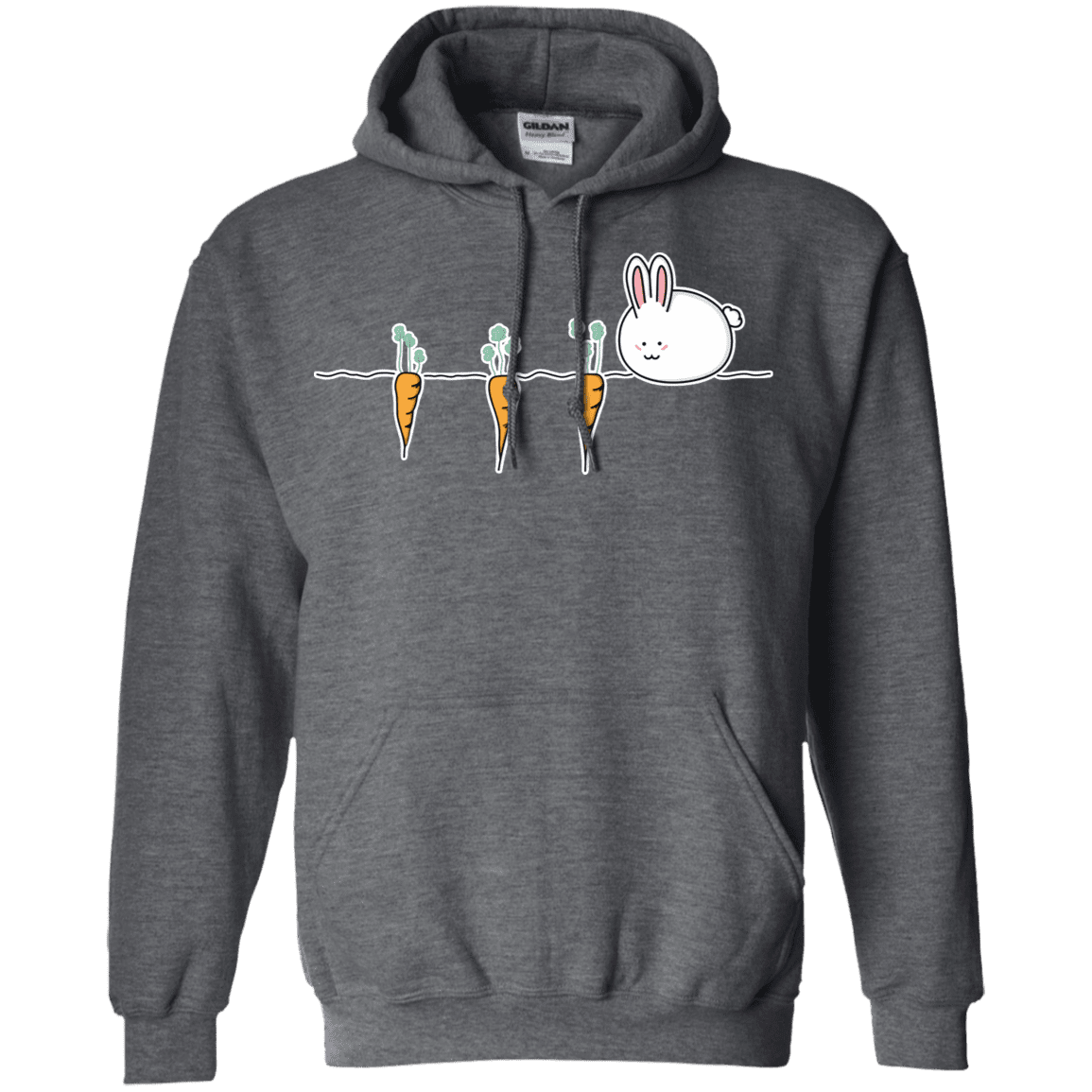 Sweatshirts Dark Heather / S Kawaii Rabbit and Carrots Pullover Hoodie