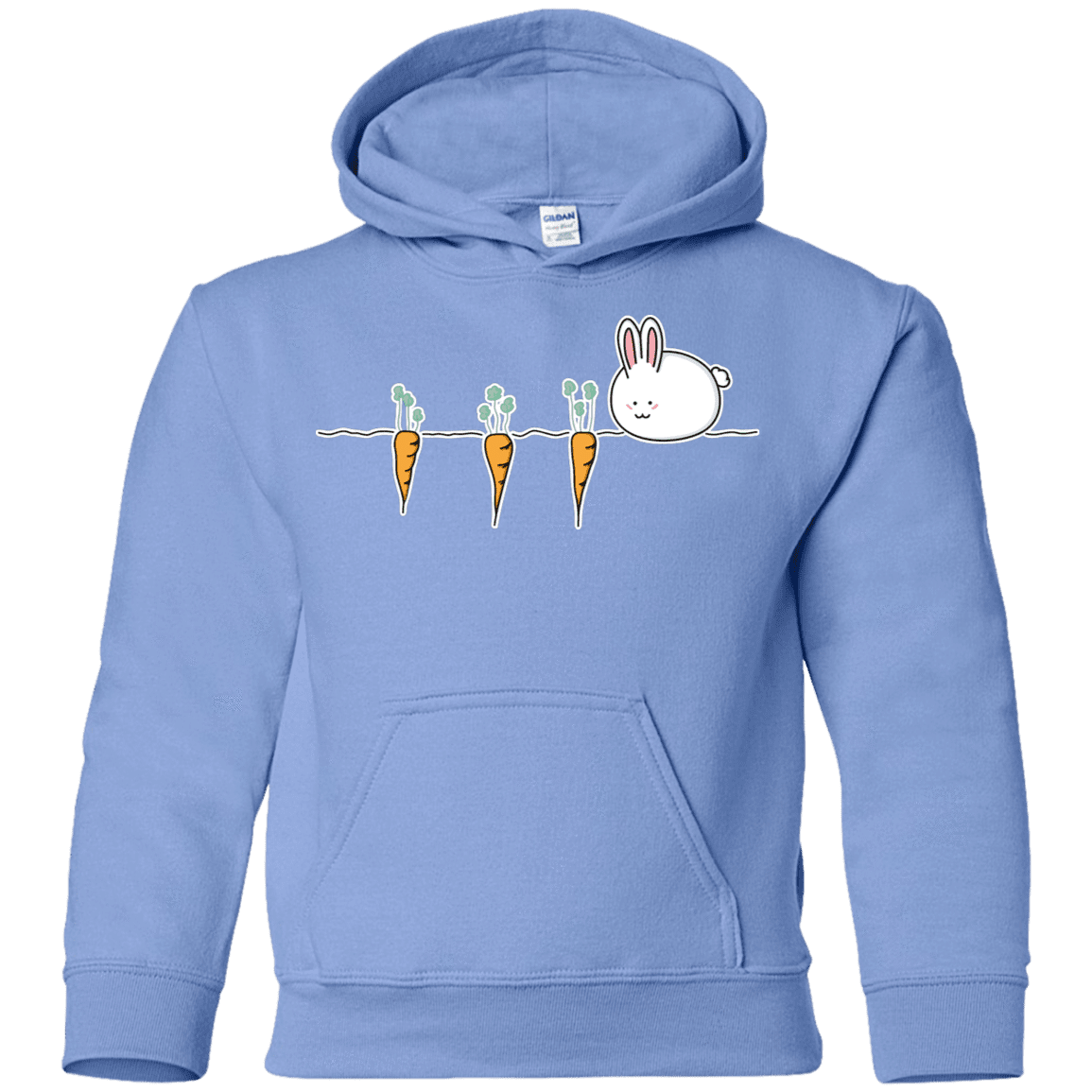 Sweatshirts Carolina Blue / YS Kawaii Rabbit and Carrots Youth Hoodie