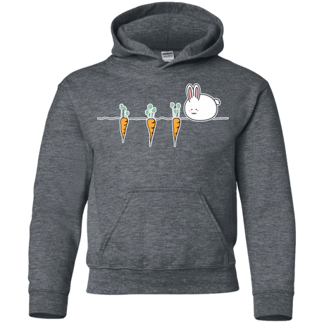 Sweatshirts Dark Heather / YS Kawaii Rabbit and Carrots Youth Hoodie