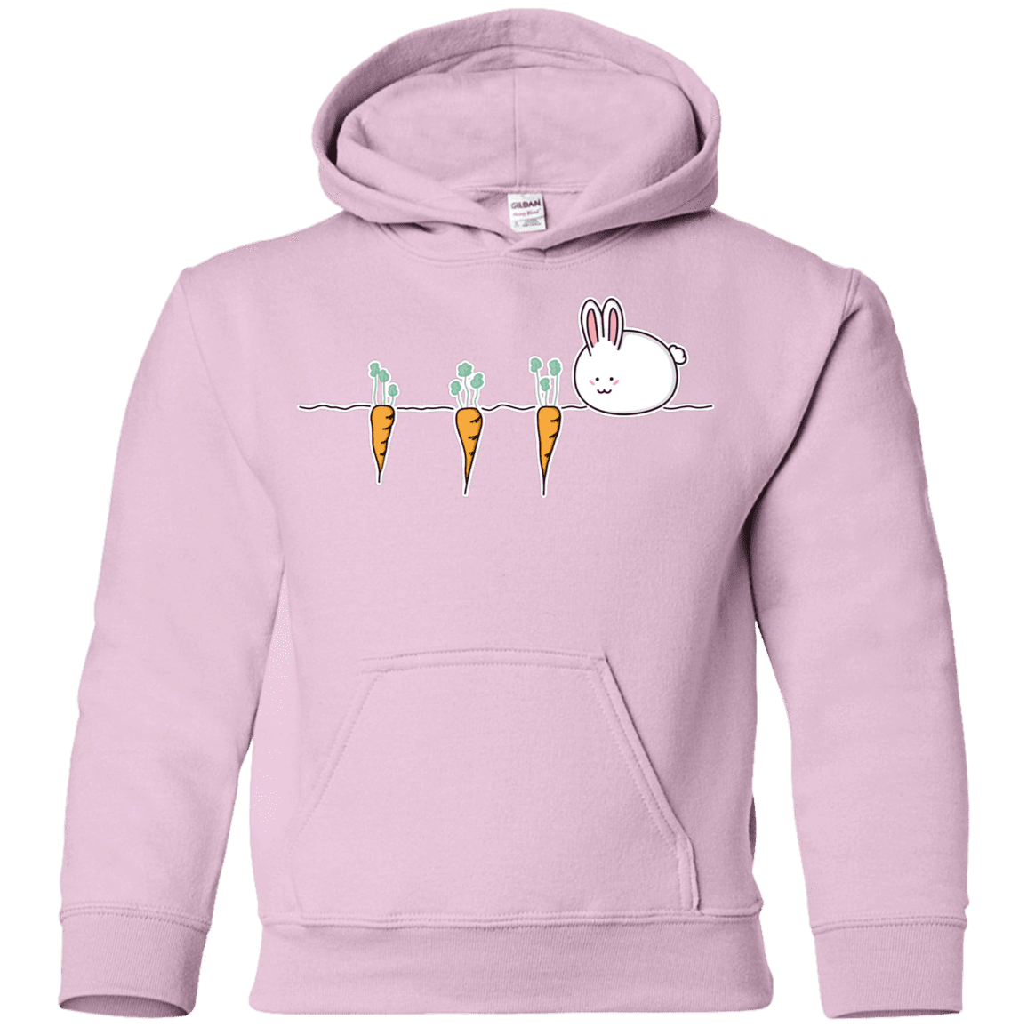 Sweatshirts Light Pink / YS Kawaii Rabbit and Carrots Youth Hoodie