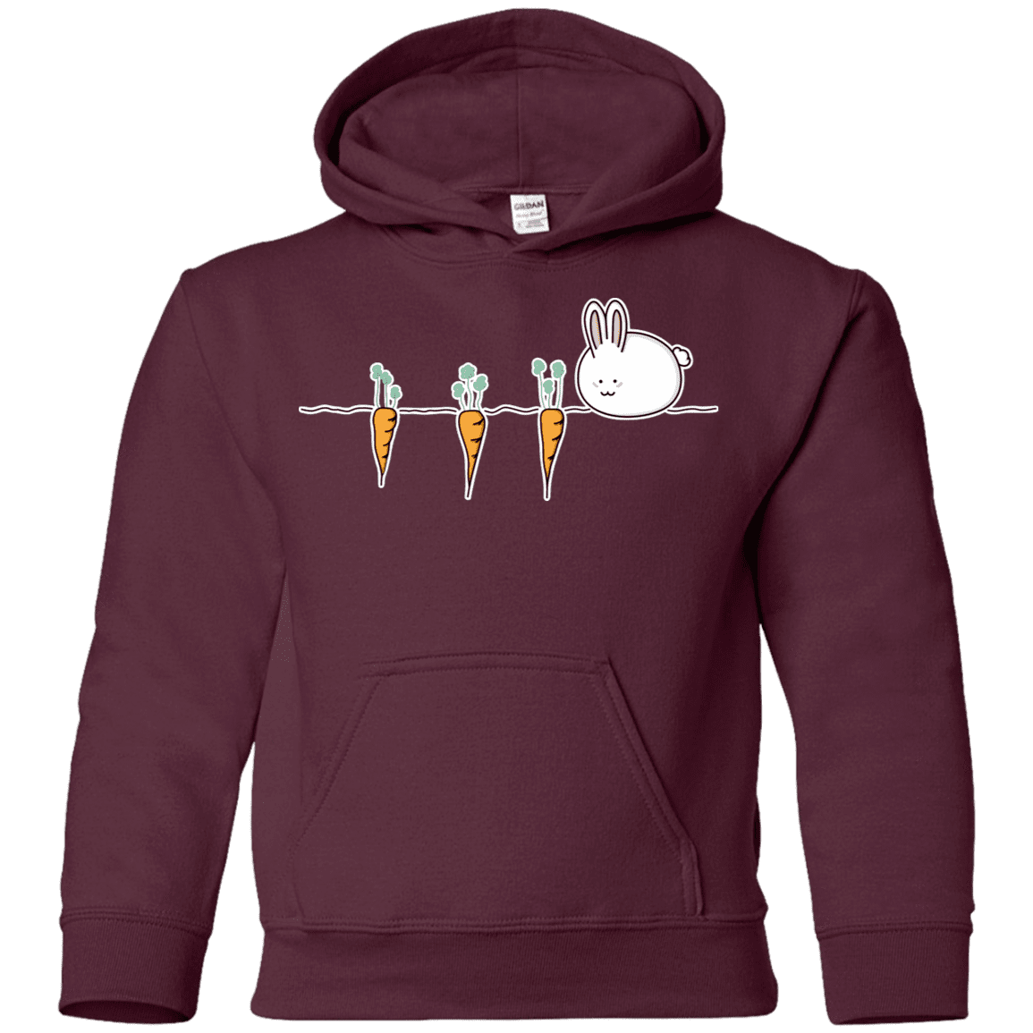 Sweatshirts Maroon / YS Kawaii Rabbit and Carrots Youth Hoodie