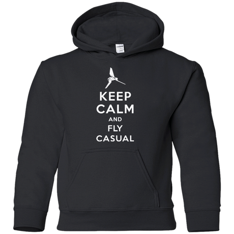 Sweatshirts Black / YS Keep Calm and Fly Casual Youth Hoodie