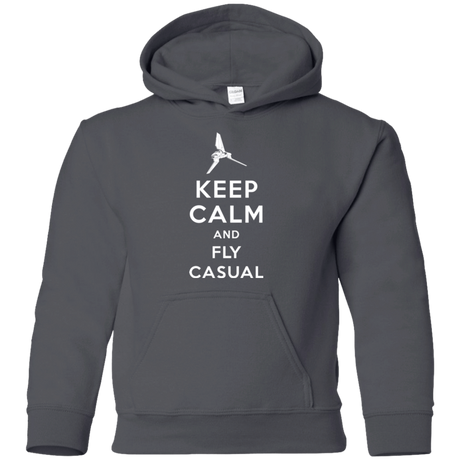 Sweatshirts Charcoal / YS Keep Calm and Fly Casual Youth Hoodie