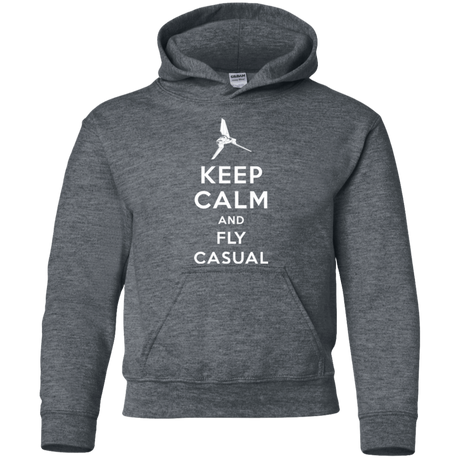 Sweatshirts Dark Heather / YS Keep Calm and Fly Casual Youth Hoodie