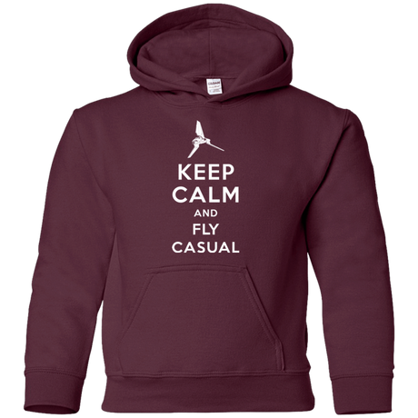 Sweatshirts Maroon / YS Keep Calm and Fly Casual Youth Hoodie