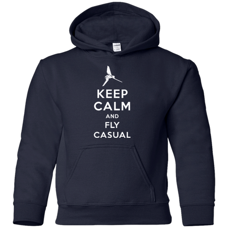 Sweatshirts Navy / YS Keep Calm and Fly Casual Youth Hoodie