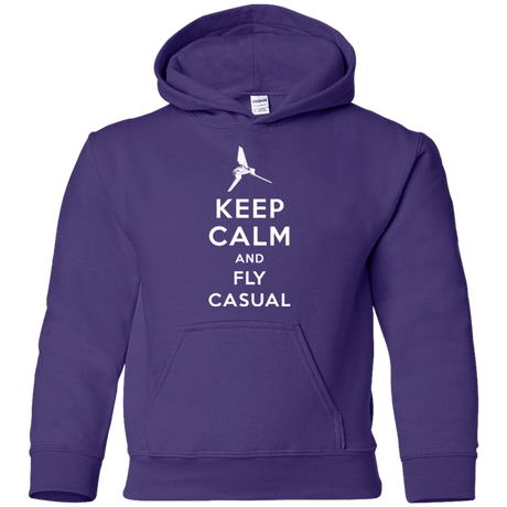 Sweatshirts Purple / YS Keep Calm and Fly Casual Youth Hoodie