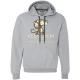 Keep Calm & Look Behind You A Three Headed Monkey Premium Fleece Hoodie