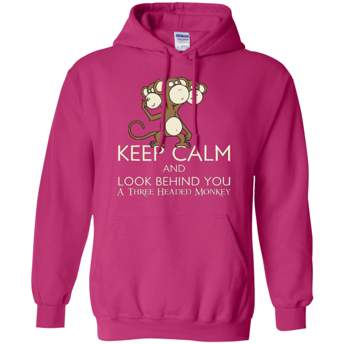 Sweatshirts Heliconia / Small Keep Calm & Look Behind You A Three Headed Monkey Pullover Hoodie