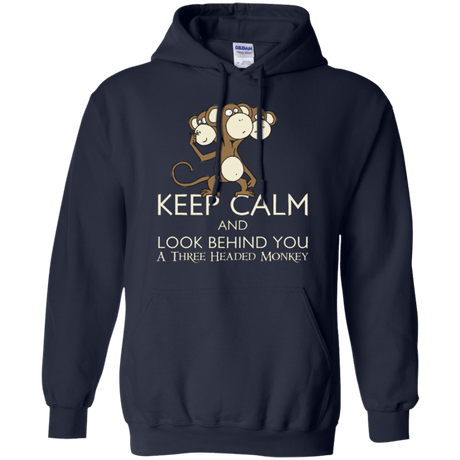 Sweatshirts Navy / Small Keep Calm & Look Behind You A Three Headed Monkey Pullover Hoodie