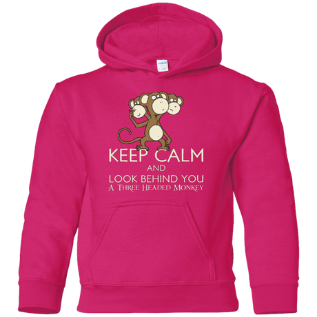 Sweatshirts Heliconia / YS Keep Calm & Look Behind You A Three Headed Monkey Youth Hoodie