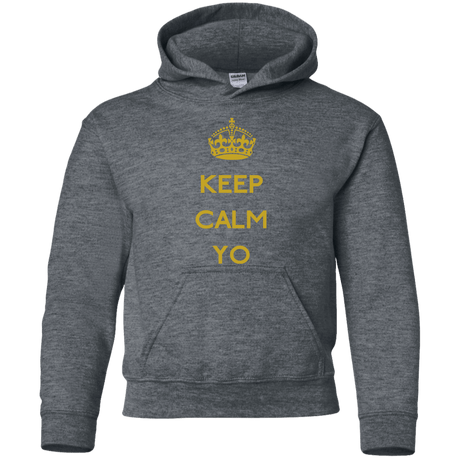 Sweatshirts Dark Heather / YS Keep Calm Yo Youth Hoodie